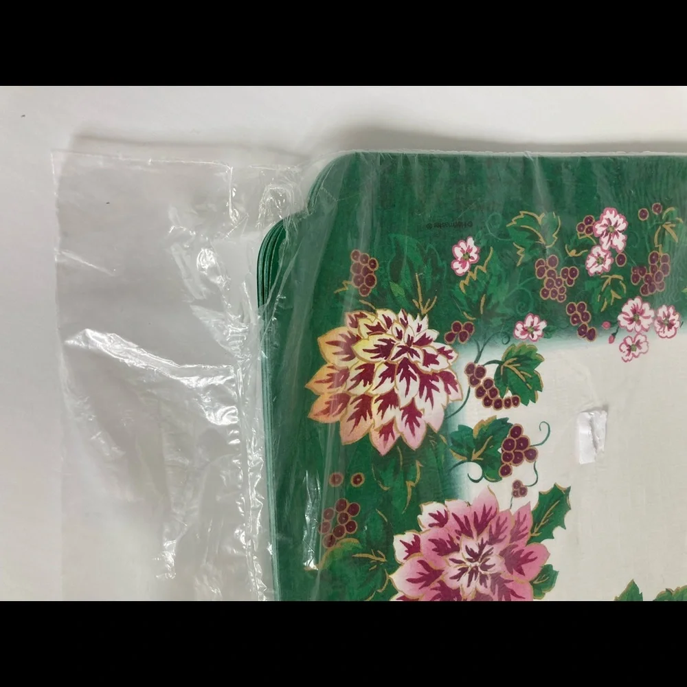 Festive Green Floral Disposable Serving Trays - Pack of Party Tableware